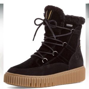 TAMARIS Halen Winter Snow Boots Leather Faux Fur size 40 , 9 Like new